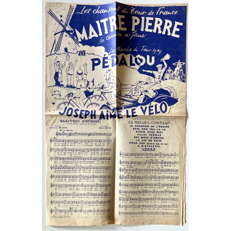 1949 - Partition "Les chansons du Tour de France" dont "Pedalou" la marche du Tour 1949