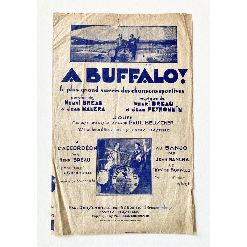 1931 - Partition "A Buffalo!" d'Henri Bréau - éditions Paul Beuscher (Paris)