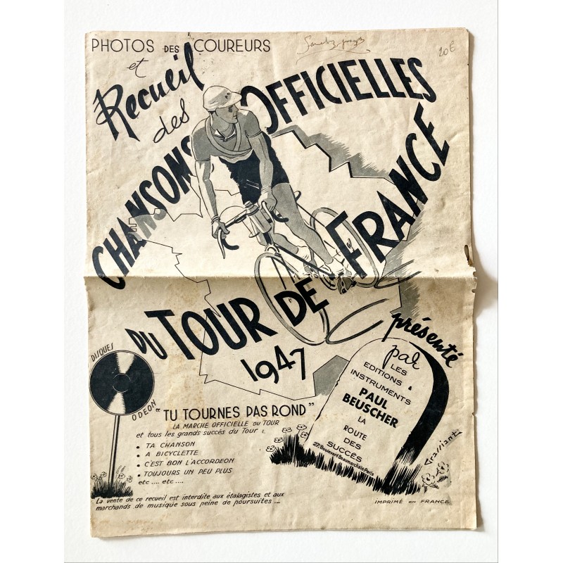1947 - Partition "Recueil des chansons officielles du Tour de France 1947" - éditions Paul Beuscher