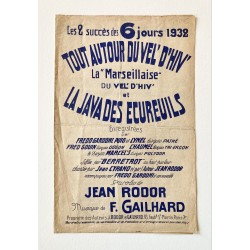 1932 - Partition "Tout autour du Vel d'Hiv" et "la Java des écureuils" succès des 6 jours 1932 - J. Rodor et F. Gailhard