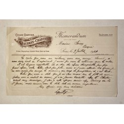 Cycles Chartier (Jeubert Chartier successeur) à Sens (Yonne) - lettre à entête du 9 juillet 1914