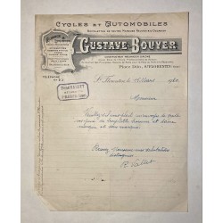 Cycles René Vallet (ex Gustave Bouyer) à Saint-Florentin (Yonne) - lettre à entête du 15 mars 1920