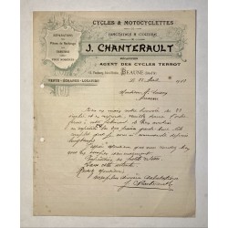 J. Chanterault à Beaune (Côte-d'Or) - Lettre à entête du 25 avril 1912