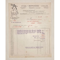 Cycles Bernasse à Toucy (Yonne) - Lettre à entête du 10 août 1936