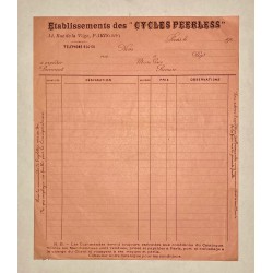 Cycles Peerless à Paris (Seine) - Lettre à entête non datée (190?)