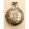 Montre à gousset circa 1900 - décorée d'une cycliste sur le boîtier