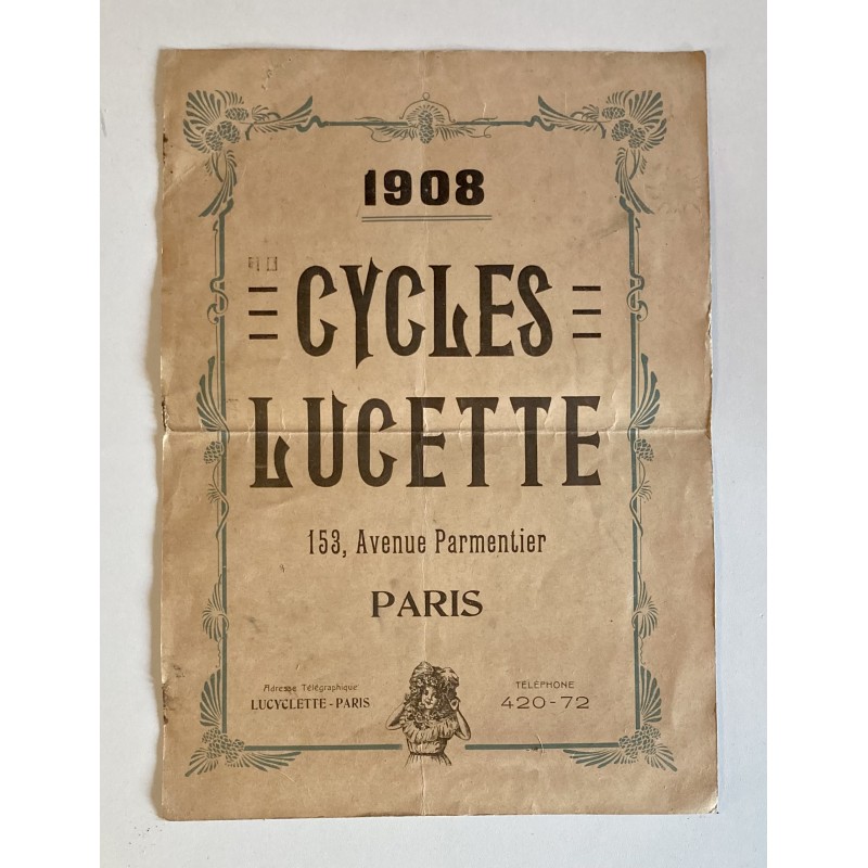Affichette 1908 pour les cycles Lucette à Paris - 37 x 26 cm