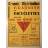 1950 - Affiche distribution gratuite de bicyclettes par les Cycles René BERNARD et Cie à Saint-Etienne (Loire)