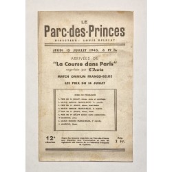 1943 - Parc des Princes - Programme du 15 juillet 1943