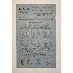1942 - Velodrome de la Croix-de-Berny - Programme du 26 avril 1942