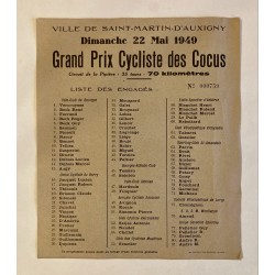 1949 - Grand Prix Cyclistes des Cocus du dimanche 22 mai 1949