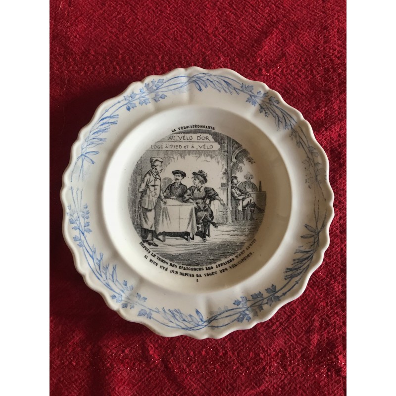 Assiette "La Vélocipédomanie"  1 - Creil et Montereau