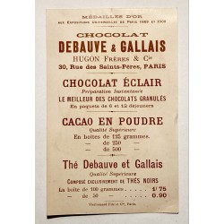 1900 (circa) - chromo devinette avec une belle cycliste - Chocolat Debauve et Gallais à Paris