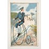 1890 (circa) - 3 chromos sur la confrontation entre un bicycliste et un taureau