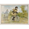 1900 (circa) - 2 chromos publicitaires thème cyclistes - Maison Bortoli frères