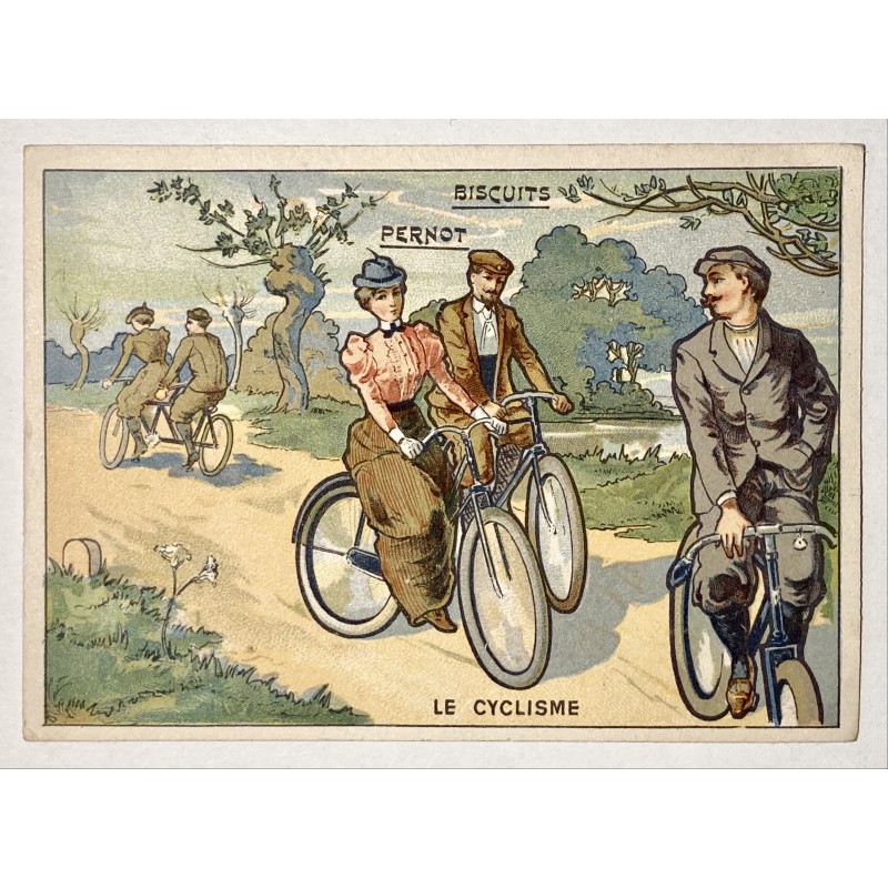 1900 (circa) - Chromo style art nouveau "Le Cyclisme" - Biscuits Pernot
