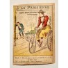 1890 (circa) - série de 4 chromos publicitaires thème cycliste (dont humour)  - A la parisienne (Paris)