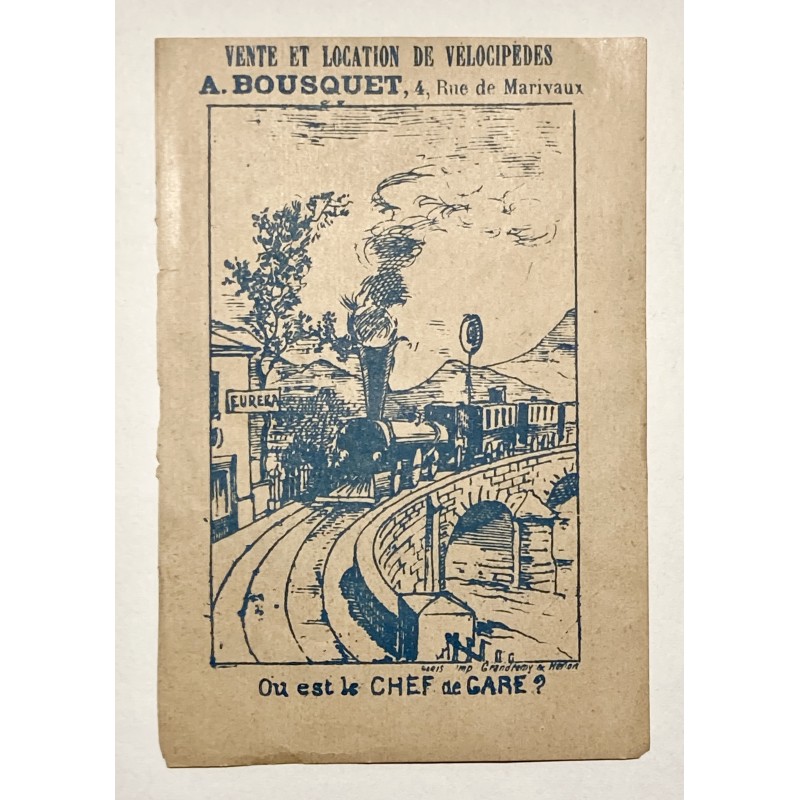 1895 (circa) - image devinette publicitaire pour le marchand de cycles A. Bousquet à Paris