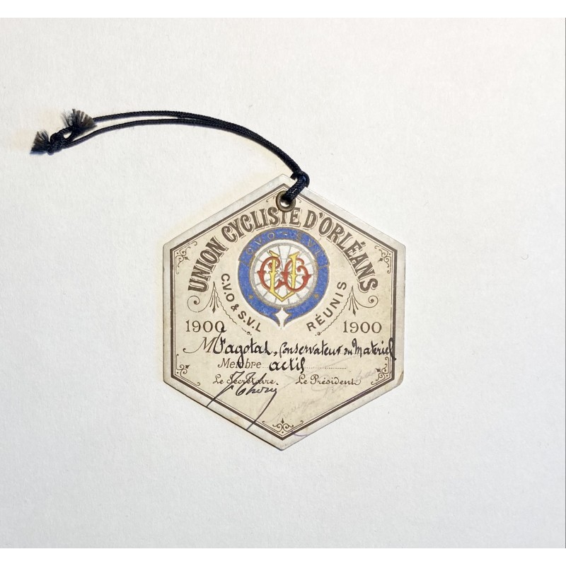 1900 - carte de membre de l'Union Cycliste d'Orléans