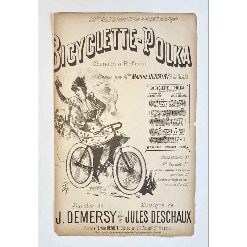 1893 - Partition "Bicyclette-Polka" - Demersy & Deschaux - Editions Veuve Emile Benoît