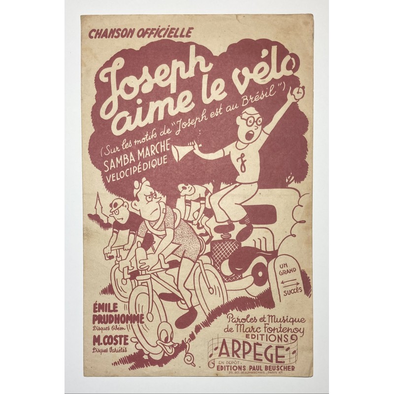 1948 - partition Joseph aime le vélo paroles et musique de Marc Fontenoy