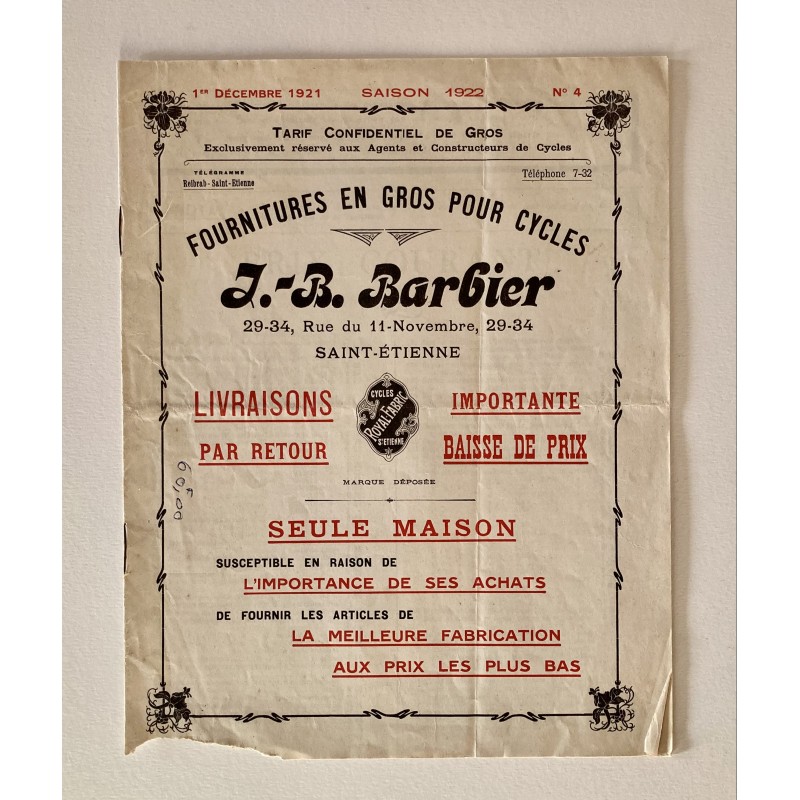 1921 - Accessoires pour Cycles J-B Barbier (Cycles Royal-Fabric à Saint-Etienne)