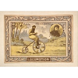 Date inconnue - Chromo représentant Meyer sur un grand bi en 1878