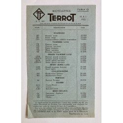 1950 - Feuillet tarif des...
