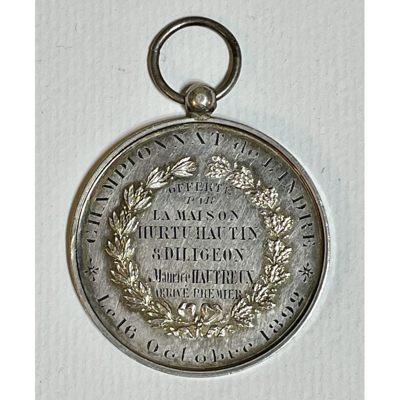 1892 - Médaille du championnat de l'indre (16 octobre 1892) - arrivé 1er Maurice Hautreux