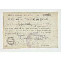 1945 - Amende pour défaut de plaque fiscale (modèle des années 30 mais utilisé en 1945)