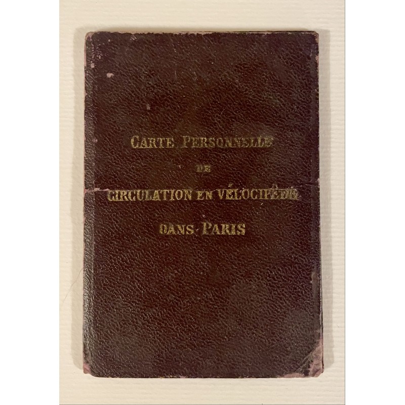 1896 - carte personnelle de circulation en vélocipède dans Paris