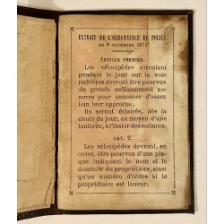 1893 - carte personnelle de circulation en vélocipède dans Paris