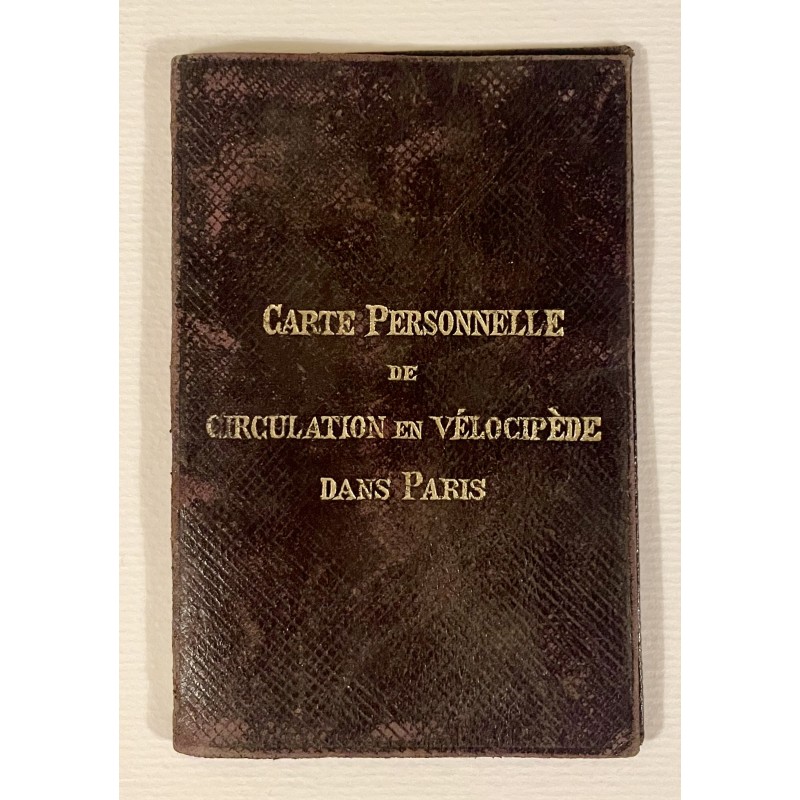 1893 - carte personnelle de circulation en vélocipède dans Paris