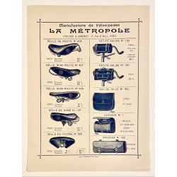 1894 - Feuillet selles et accessoires Lamplugh de Birmingham (Angleterre) - revendus par La Métropole à Paris (Marié & Cie)