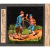 1890 (circa) - Serie de plaques de verre pour lanterne magique - Vélocipédiste inhabile