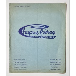1925 - Tarif Album Chapuis frères à Neuilly-sur-Seine (Seine)