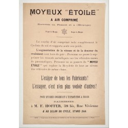 1896 - Feuillet sur le Moyeu "étoile" à air comprimé - distribué par F. Hoffer à Paris