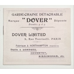1895 (circa) - petit catalogue pour le garde chaine détachable Dover à Paris (fabriqué à Northampton en Angleterre)