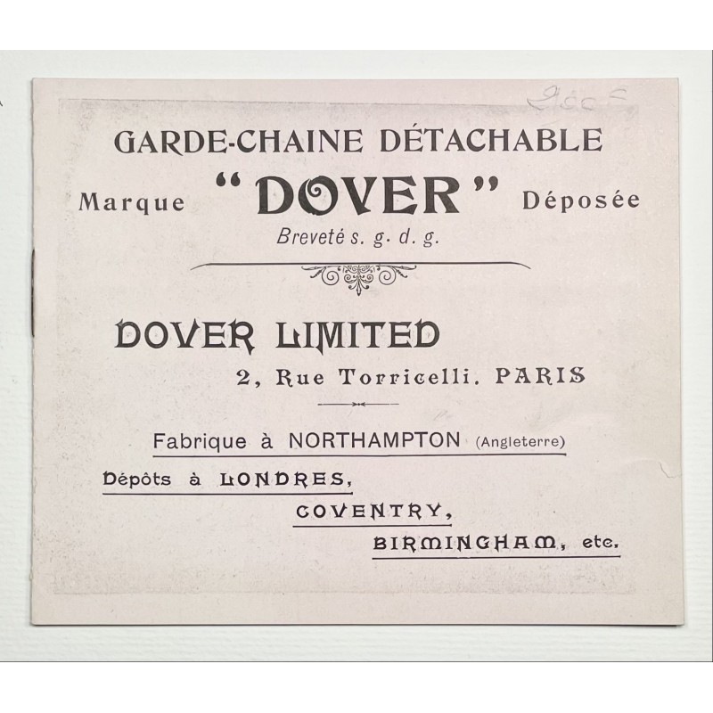 1895 (circa) - petit catalogue pour le garde chaine détachable Dover à Paris (fabriqué à Northampton en Angleterre)