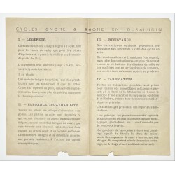 1946 - Tarif Cycles duralumin licence Gnôme & Rhône à Paris