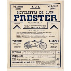 1939 - Catalogue Cycles Prester à Troyes (Aube)
