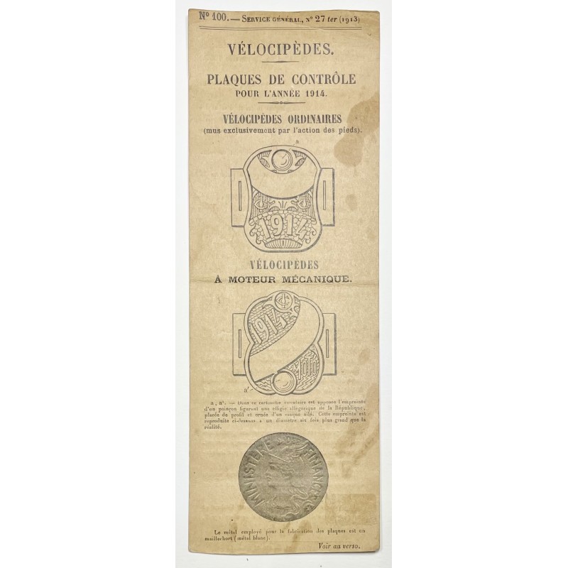1914 - Notice relative à l'impôt sur les vélocipèdes