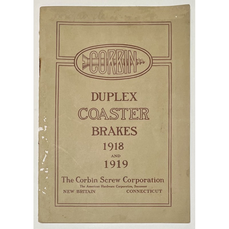 1918 - 1919 - Catalogue Moyeux Corbin (à 2 vitesses / contre pédalage)