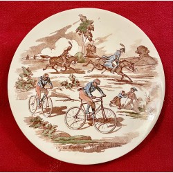 Assiette décorative - Officiers d'Etat-major Vélocipédistes militaires - U&C Faïencerie de Sarreguemines & Digoin