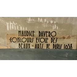 1938 - Peinture "Un relais cycliste" par Maurice PAVERO