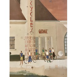 1938 - Peinture "Un relais cycliste" par Maurice PAVERO