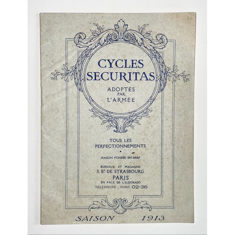 1913 - catalogue + tarif des Cycles Securitas à Paris