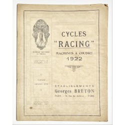 1922 - Tarif Album Cycles Racing (Ets Georges Breton) à Paris
