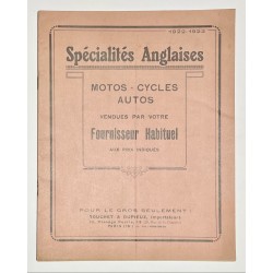 1922 - 1923 - Catalogue Touchet & Dupieux ( importateur de spécialités anglaises) à Paris