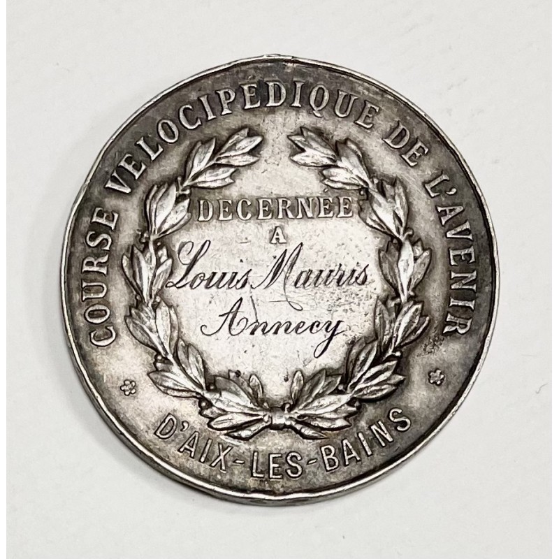 1900 (circa) - Médaille des courses vélocipédiques de l'avenir d'Aix-les-bains - attribuée à Louis Moris d'Annecy